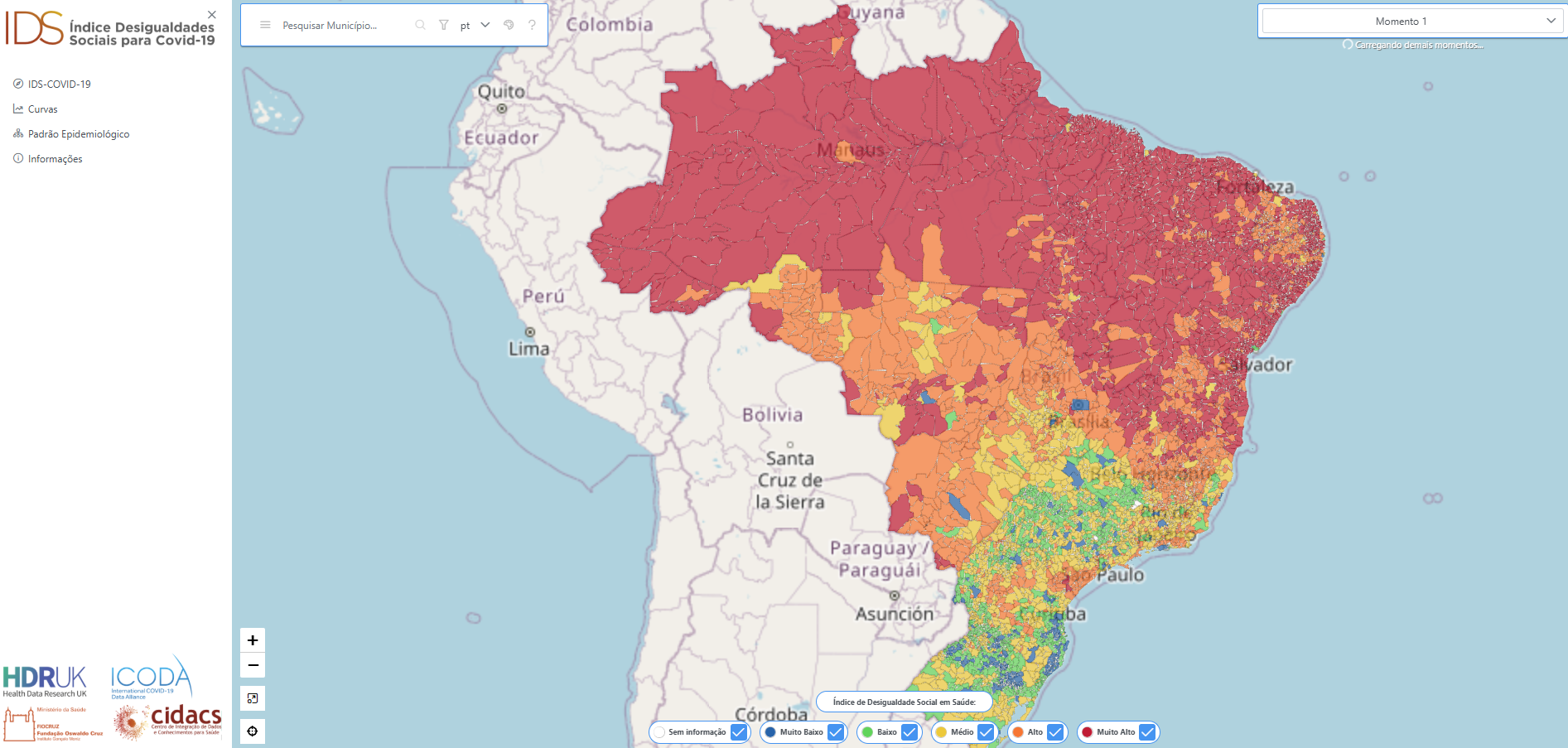 Imagem do painel Índice de Desigualdades Sociais para Covid-19 (IDS-Covid-19) / Social Disparities Index (SDI-COVID-19)
